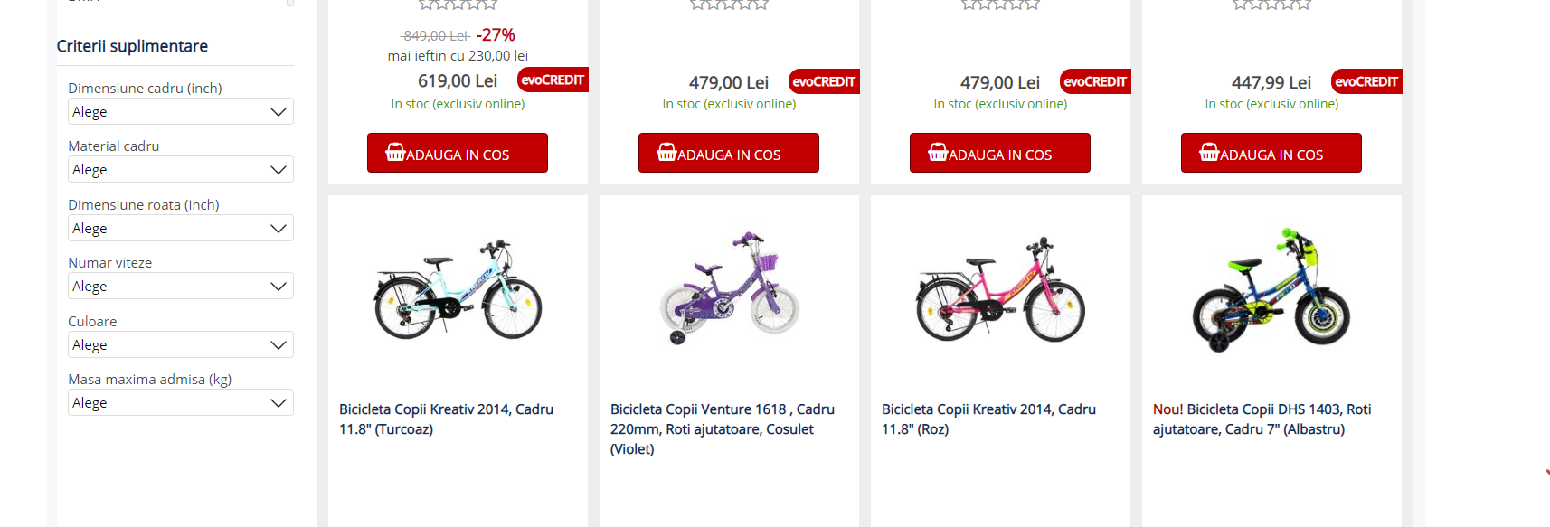 alege usor biciclete pentru copii la evoMAG