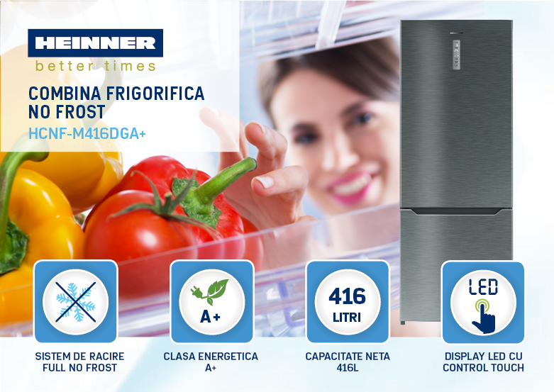 Combina frigorifica Heinner HCNF-M416DGA+ evoMAG