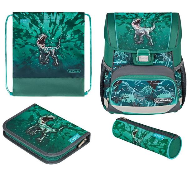 Ghiozdan echipat Herlitz Loop Plus, motiv Green Rex
