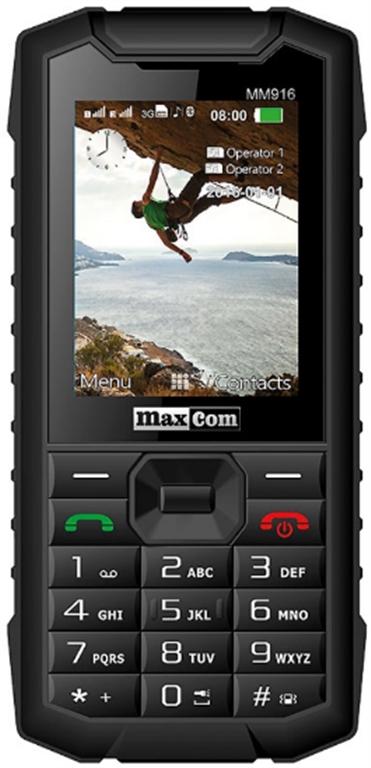 Telefon Mobil Maxcom Strong MM916, TFT 2.4inch, Dual Sim, 3G, Rezistent la apa si praf (Negru)