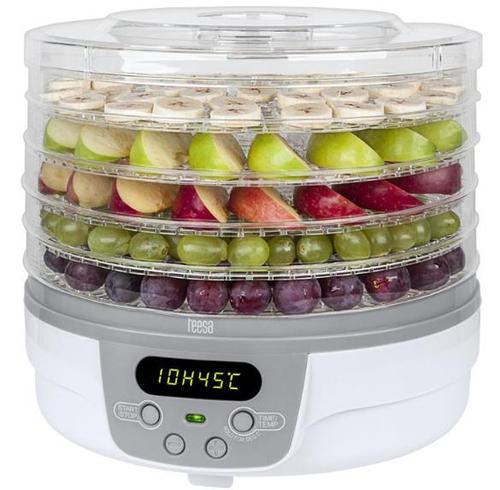 Deshidrator de fructe, legume si ciuperci Teesa TSA3031, 250W, capacitate 5kg (Alb/Gri)