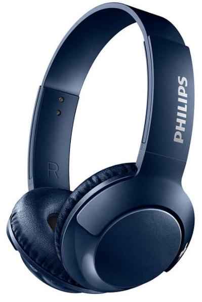 Casti Stereo Philips BASS+ SHB3075BL, Bluetooth, Microfon (Albastru)