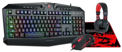 Kit Gaming Redragon S101-BA, Tastatura LED RGB Backlit + Mouse Centrophorus + Casti Garuda + Mousepad Archelon M (Negru/Rosu)