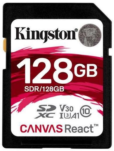 Card de memorie Kingston Canvas React, SDXC, 128 GB, 100 MB/s Citire, 80 MB/s Scriere, Clasa 10 UHS-I