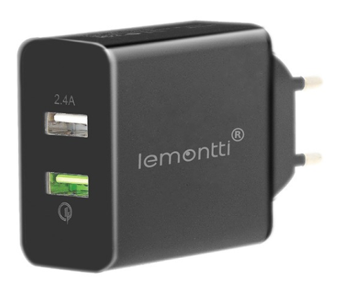 Incarcator Retea Quick Charge Lemontti Dual USB LIRQ3N3A (Negru) imagine evomag.ro 2021