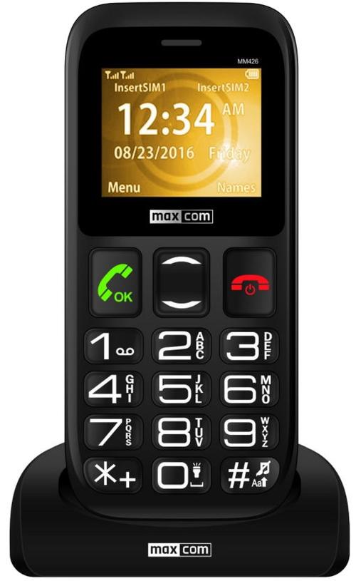 Telefon Mobil MaxCom Comfort MM426, Buton SOS, 2G, Dual SIM (Negru) imagine noua