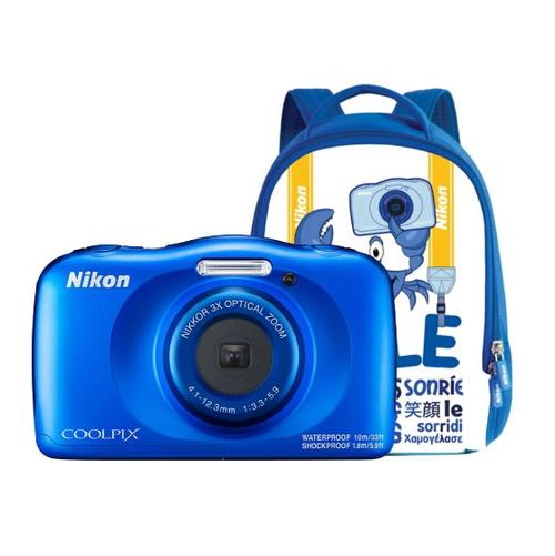 Aparat Foto Digital NIKON Coolpix W150, 13.2MP, Zoom Optic 3x, Wi-Fi cu rucsac (Albastru)