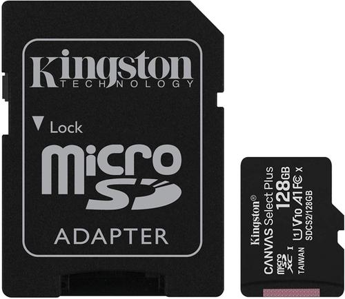 Image of Card de memorie MicroSD Kingston Canvas Select Plus, 128GB, UHS-I, Class 10 + Adaptor SD