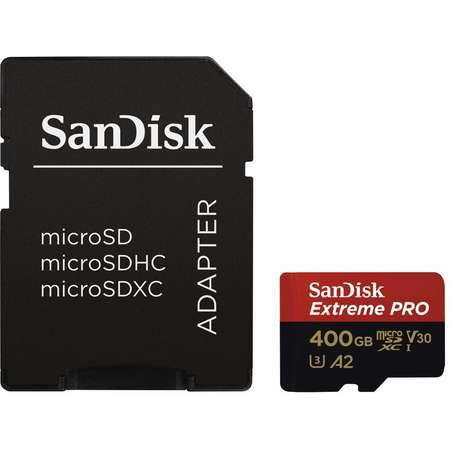 Card memorie Sandisk Extreme Pro microSDXC, 400GB, UHS-I, U3, Clasa 10 + Adaptor SD