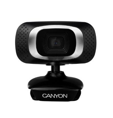 Camera Web Canyon CNE-CWC3N, Full HD, USB 2.0, Functie detectare fata, 2MP, 30fps (Negru)