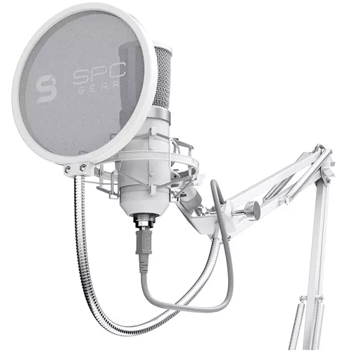 Microfon SPC Gear SM950 Onyx White, brat microfon si filtru pop inclus