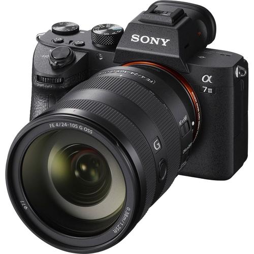 Aparat foto Mirrorless Sony Alpha A7III, 24.2 MP, Full-Frame, E-Mount, 4K HDR, 4D Focus, Wi-Fi, NFC, ISO 100-51200, Negru + Obiectiv SEL24105G 24-105 mm, Negru 100-51200 imagine noua idaho.ro