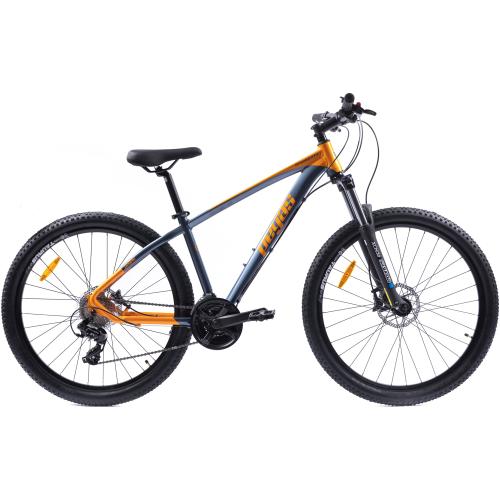 Bicicleta MTB Pegas Drumet, cadru aluminiu, marime S, 24 viteze, manete schimbator Shimano, frane disc fata/spate, roti 27.5 inch, Portocaliu