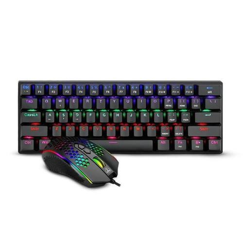 Kit tastatura si mouse T-Dagger Main Force, iluminare Rainbow, USB (Negru)