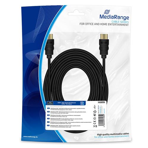 Cablu HDMI MediaRange, cablu conexiune Ethernet, 10m, Negru