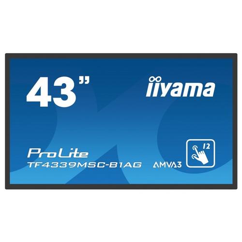 Display Profesional VA LED iiyama ProLite 43inch TF4339MSC-B1AG, Full HD (1920 x 1080), VGA, HDMI, DisplayPort, Touchscreen, Boxe (Negru)