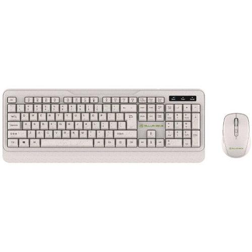 Kit tastatura si Mouse fara fir Tellur Green, 2.4GHz, nano receiver, Crem