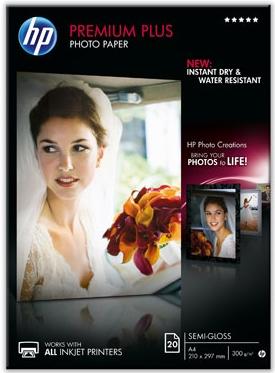 Hartie Foto HP Premium Plus Semi-gloss, A4 (20 coli)