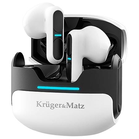 Casti True Wireless Kruger&Matz M8, Bluetooth, Microfon (Alb)