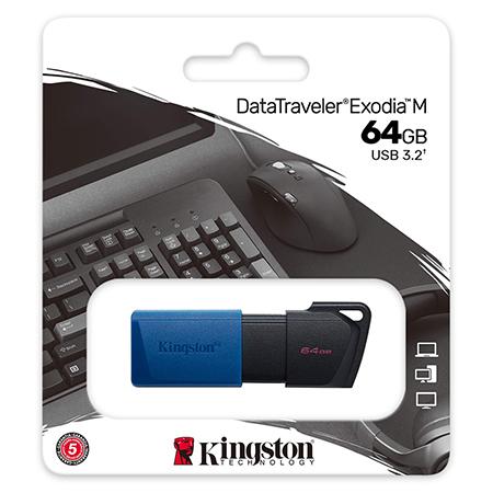 Stick Memorie USB Kinston, 64GB DTXM, USB 3.2 (Negur/Albastru)