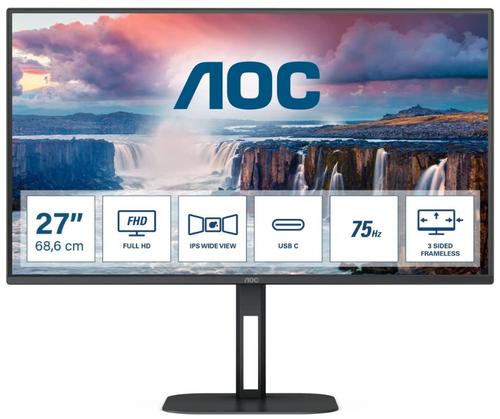 Monitor IPS LED AOC 27inch 27V5CE, Full HD (1920 x 1080), HDMI, AMD FreeSync, Boxe (Negru) 