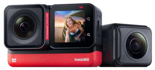 Camera Video de Actiune Insta360 ONE RS TWIN EDITION, 360°, 5.7K, Waterproof, HDR, Bluetooth, USB, Micro SD, Microfon, Touchscreen, Slow Motion (Negru/Rosu)