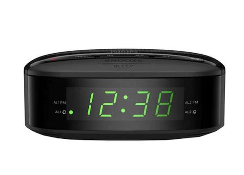 Radio cu ceas Philips TAR3205/12, FM, tuner digital, alarma dubla, functie snooze, afisaj LED, Mono, 0.2W, 10 posturi presetate (Negru) imagine noua