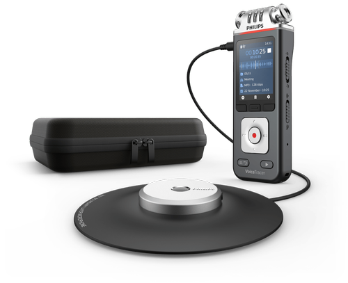 Reportofon Philips DVT8110, 2 microfoane, 8 GB, slot MicroSD, LCD 2”, 1000 mAh, aplicatie smartphone, microfon extern cu inregistrare 360°, WI-FI (Argintiu)
