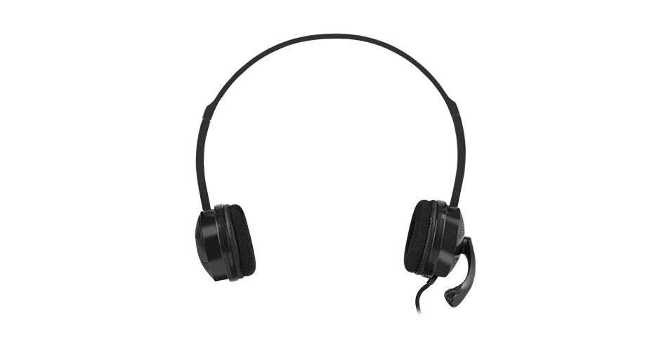 Casti stereo over-ear negre cu microfon incorporat si control al volumului reglabil