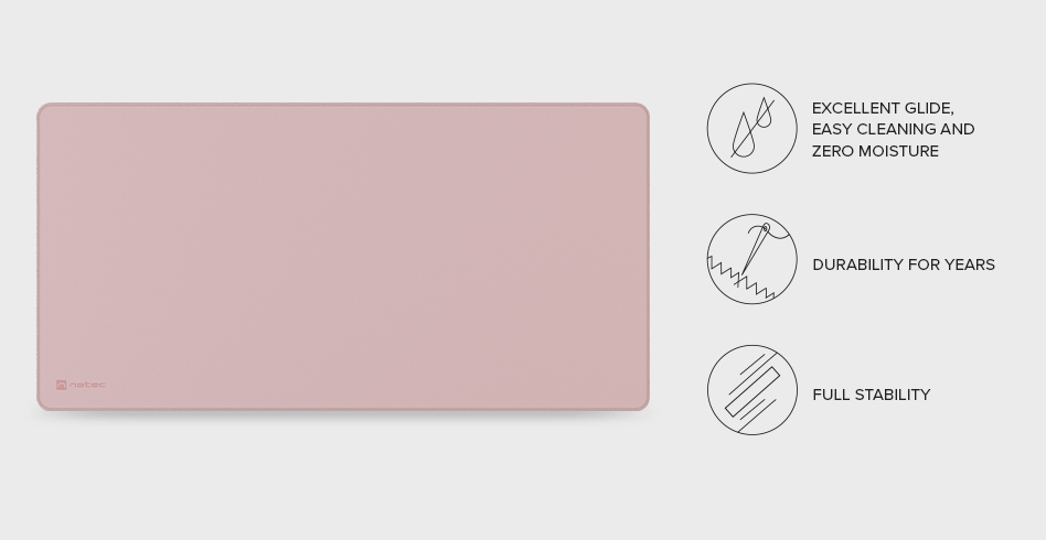 Covoras roz pentru mouse din seria Natec Colors, cu dimensiunile de 800x400 mm, cu alunecare excelenta, curatare usoara si durabilitate de lunga durata.