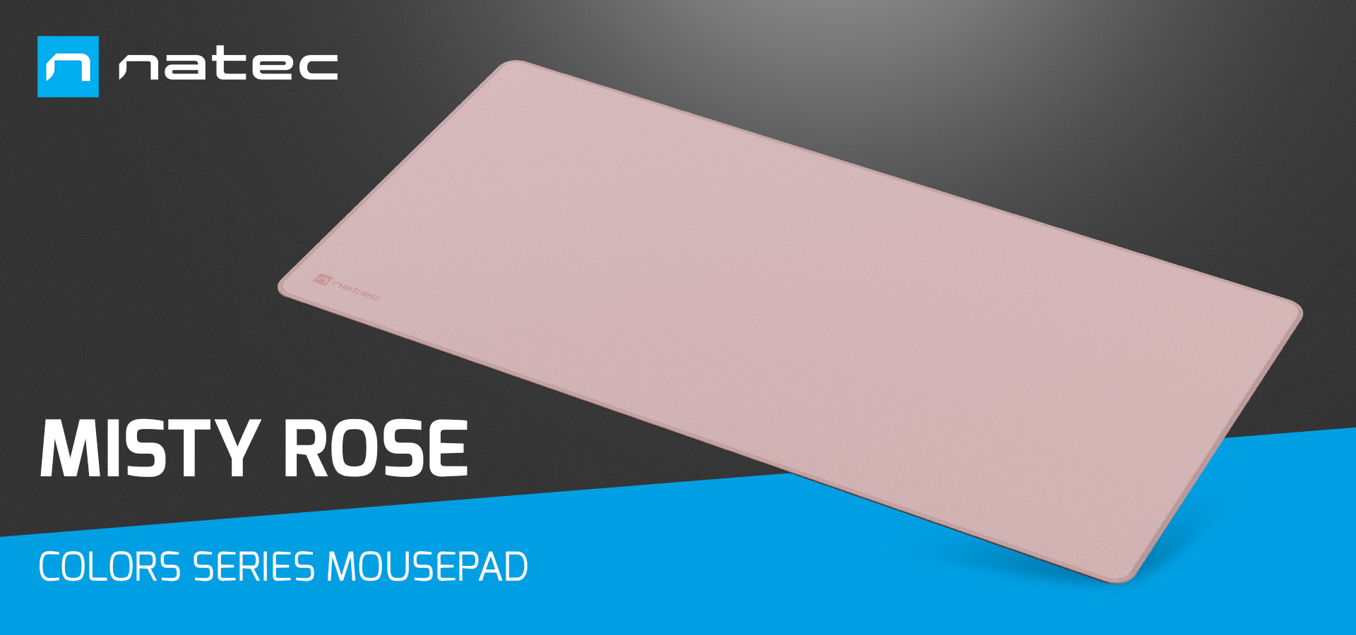 Mousepad roz pal din seria Colors de la Natec, cu dimensiunile de 800 x 400 mm, conceput pentru o miscare lina a mouse-ului