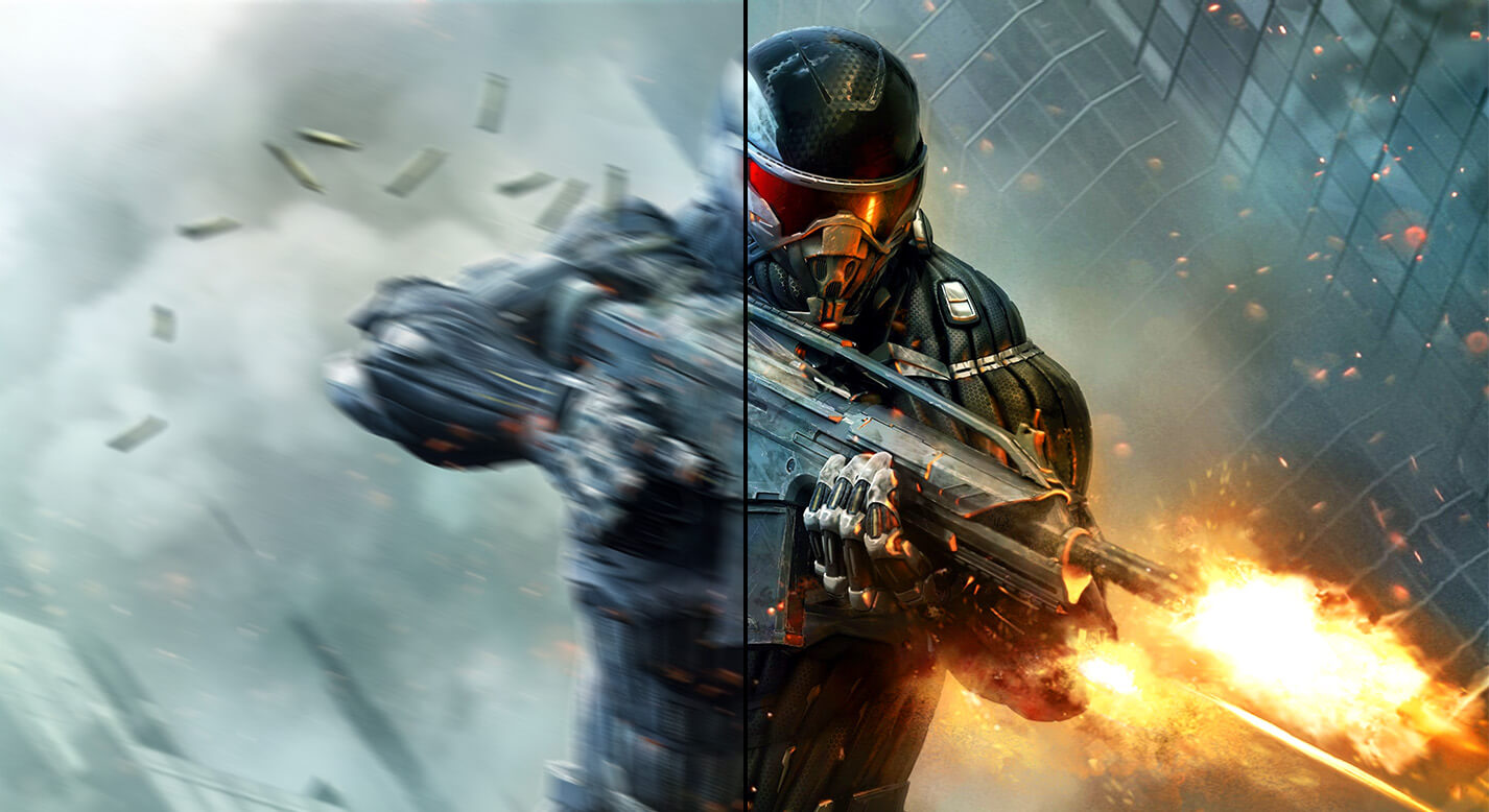 In-game soldier shooting with 60Hz display lagging on left side versus VG27AQE5A monitor's 165 HZ(oc) smooth crisp display on right.