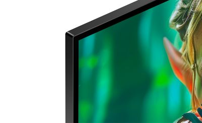 Prim-plan din unghi cu designul cu suprafata la nivel al televizorului BRAVIA.