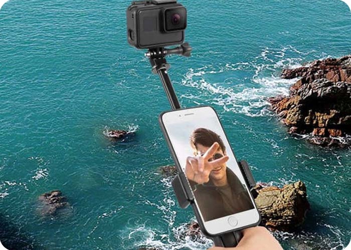 Monopod Kijek Selfie Statyw 4w1 do GoPro 11 10 9 Załączone wyposażenie Kijek selfie ze statywem i uchwytem na telefon