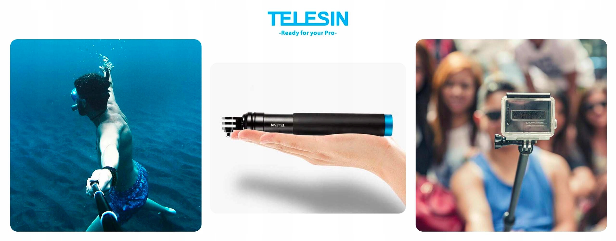 Monopod Kijek Selfie Statyw 4w1 do GoPro 11 10 9 Mocowanie gwint 1/4" regulowany uchwyt