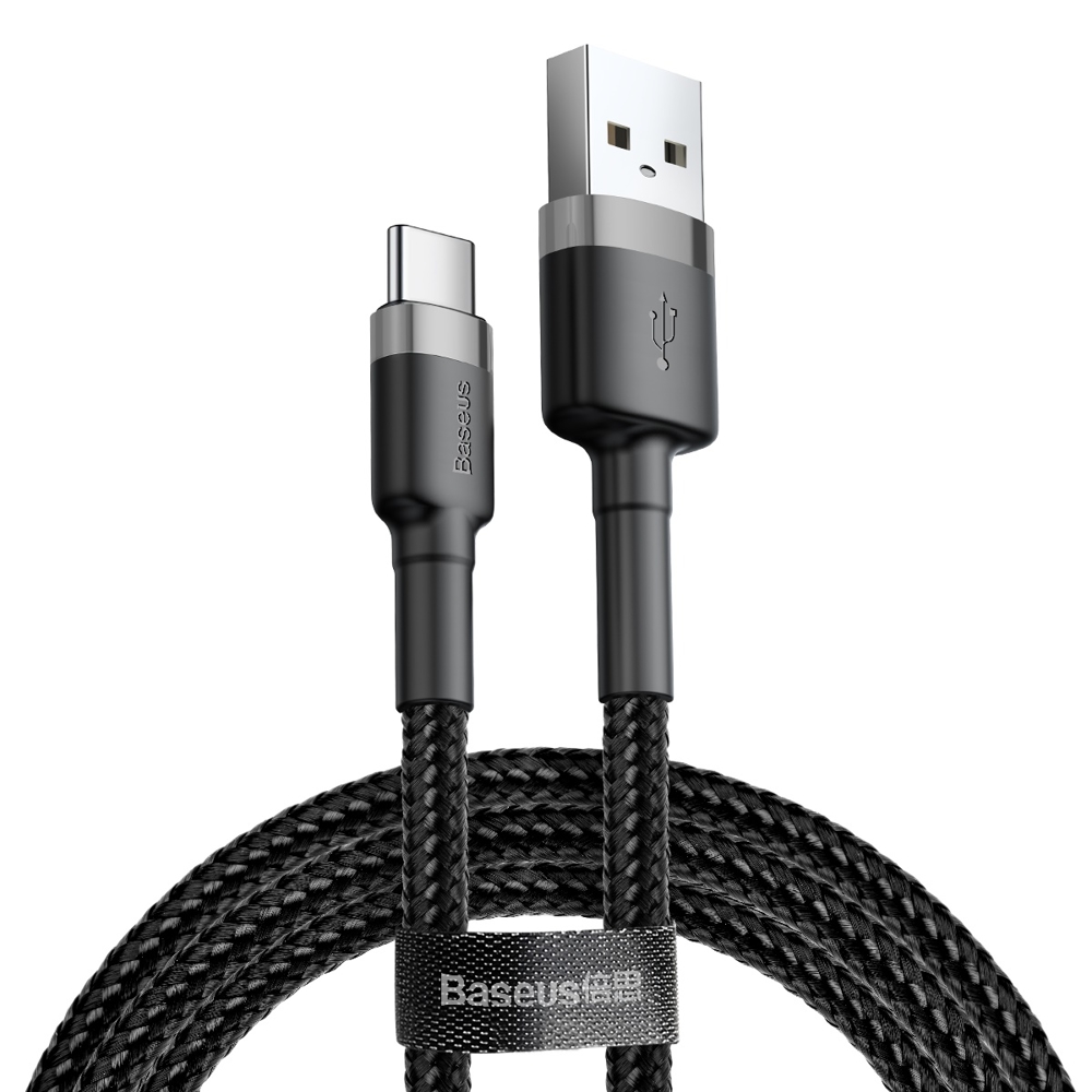 Cablu Date si Incarcare USB la USB Type-C Baseus Cafule, 0.5 m, 3A, Negru CATKLF-AG1