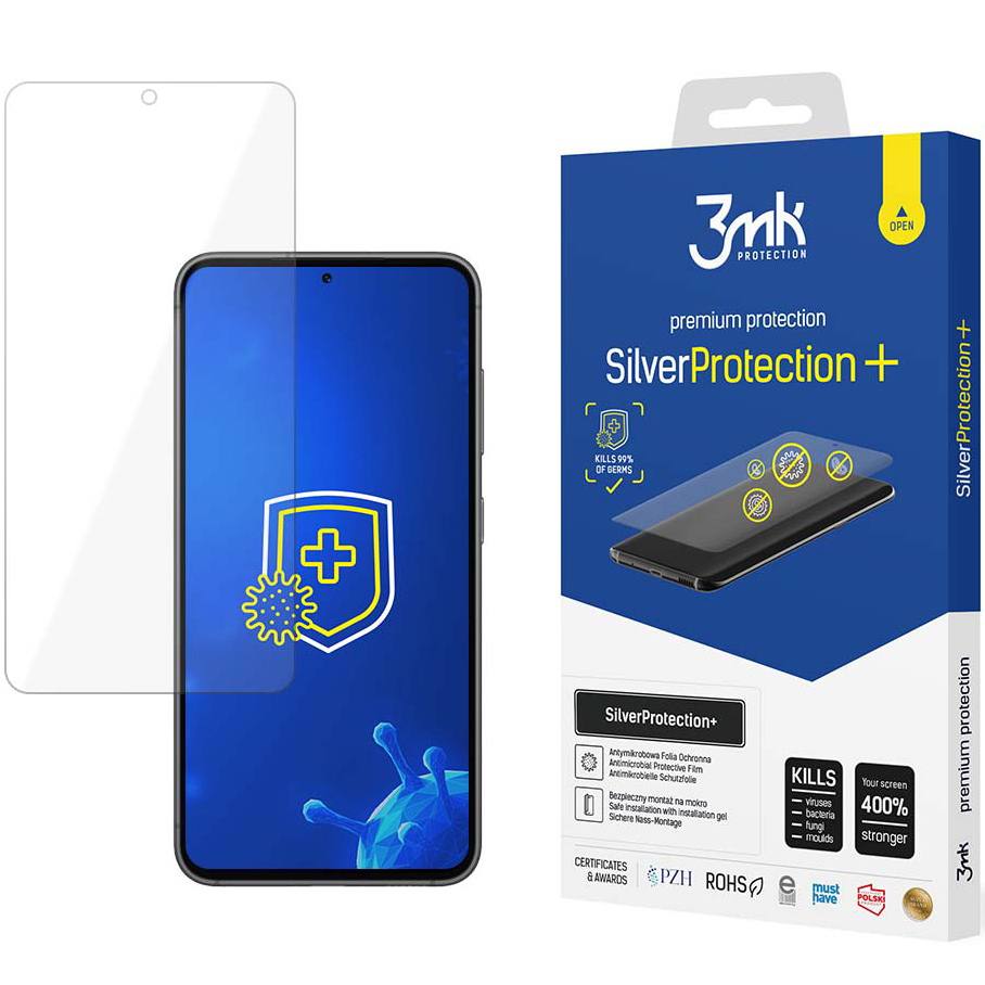 Folie Protectie Ecran 3MK Silver Protect+ pentru Samsung Galaxy S23 S911, Sticla securizata, Full Glue, Transparenta