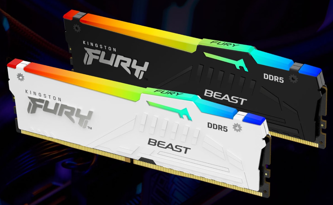 Memorii Kingston FURY Beast White RGB 32GB(2x16GB) DDR5, EXPO
