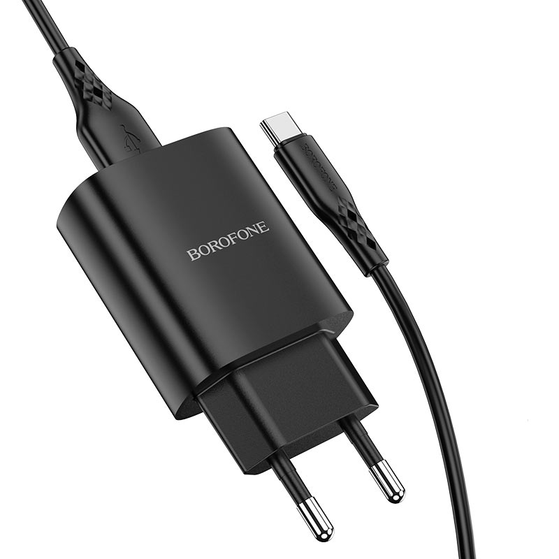 Incarcator Retea cu cablu USB Type-C Borofone BN1 Innovative, 2.1A, 1 X USB, Negru