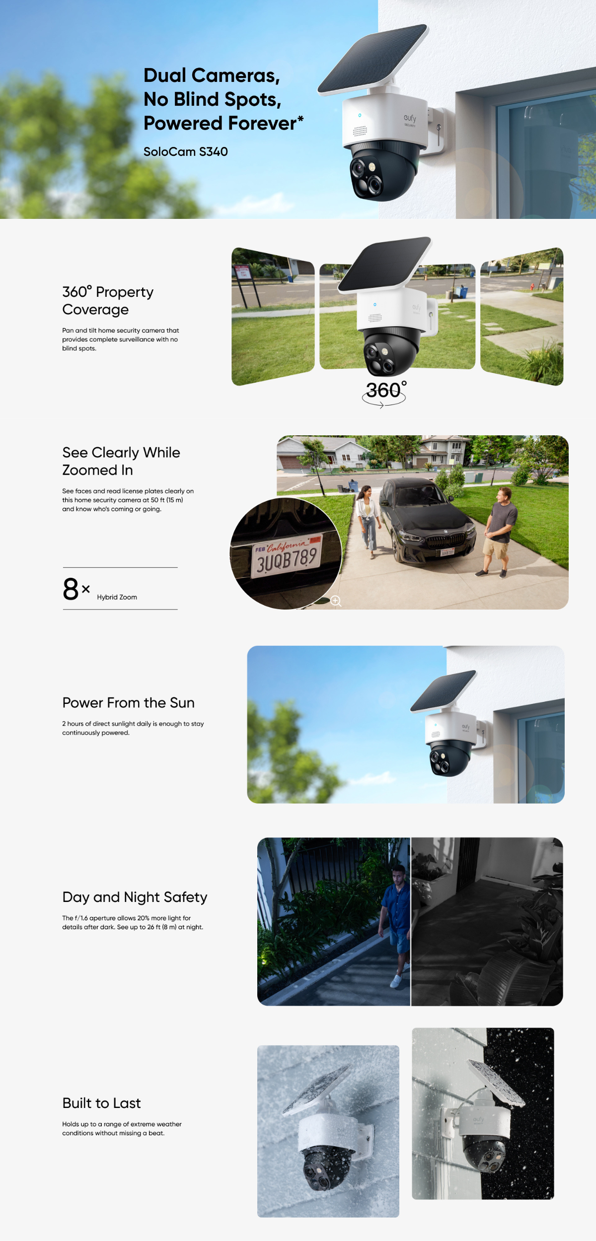 Camera supraveghere eufy solocam s340 cu panou solar integrat
