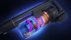 PowerCyclone 12: Aspirare maxima a prafului, cu utilizare minima a bateriei ⁴