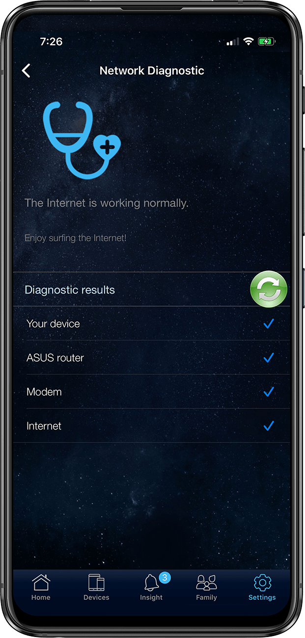 In aplicatia ASUS Router, puteti gestiona setarile de retea cu o singura atingere.