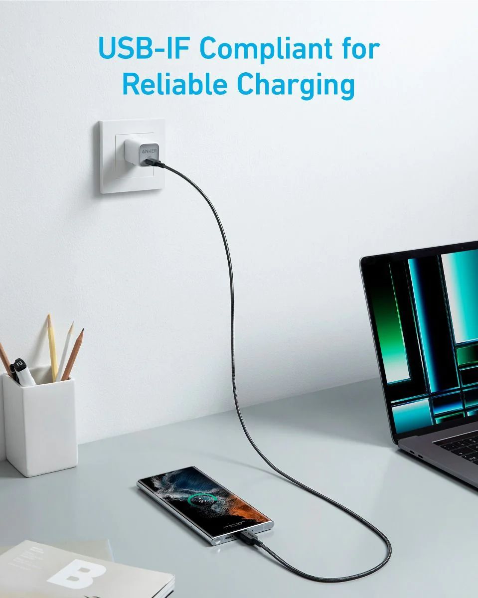 Cablu Anker 322 USB-C la USB-C 1.8 metri, Negru