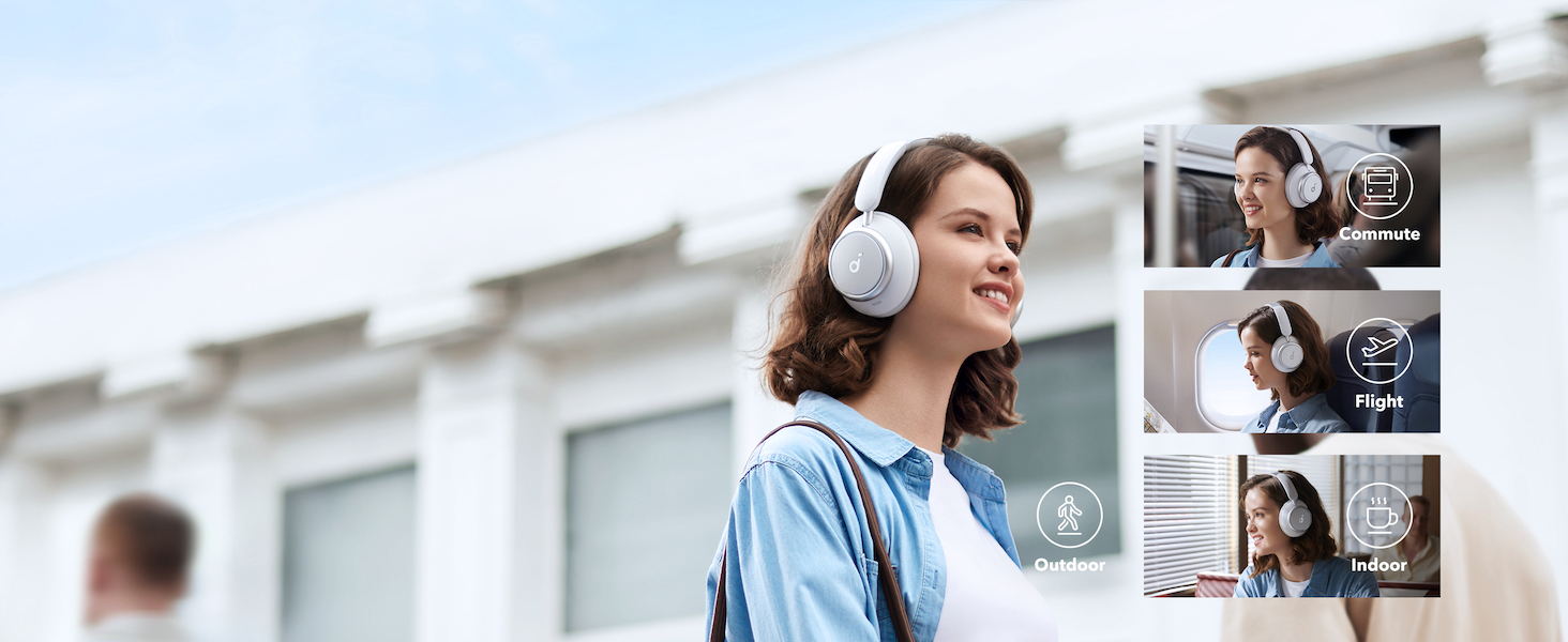 Casti Wireless Over-Ear Anker Soundcore Space Q45, Adaptive Active Noise Cancelling, LDCA Hi-Res, Bluetooth 5.3, Alb