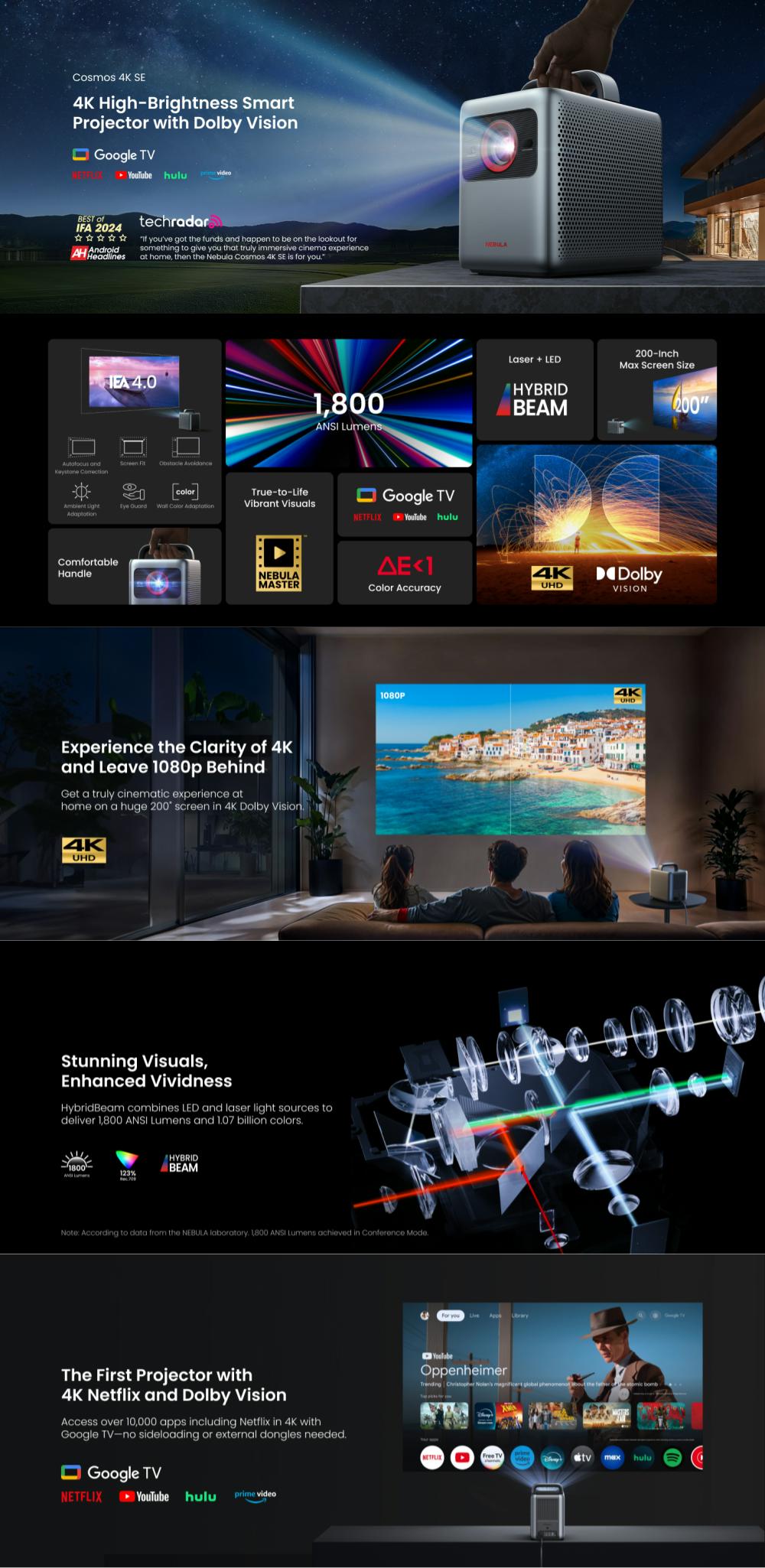 Proiector video portabil smart Anker Nebula Cosmos Laser SE